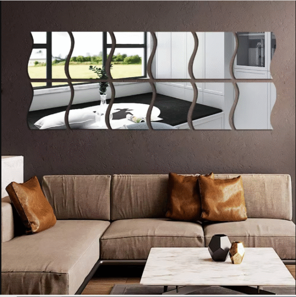 10pcs 12040cm 3D Tree Branch Mirror Wall  Home Decoration Self Adhesive Zigzag Styles Size,W.6Inches.H.9Inches 12 Pices